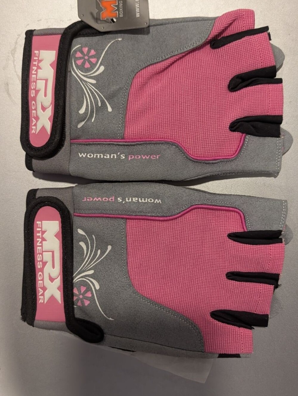 Women's Power Pink & Gray Workout Gloves